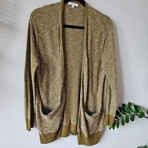Madewell Olive & Cream Striped Open-Front Women's Cardigan